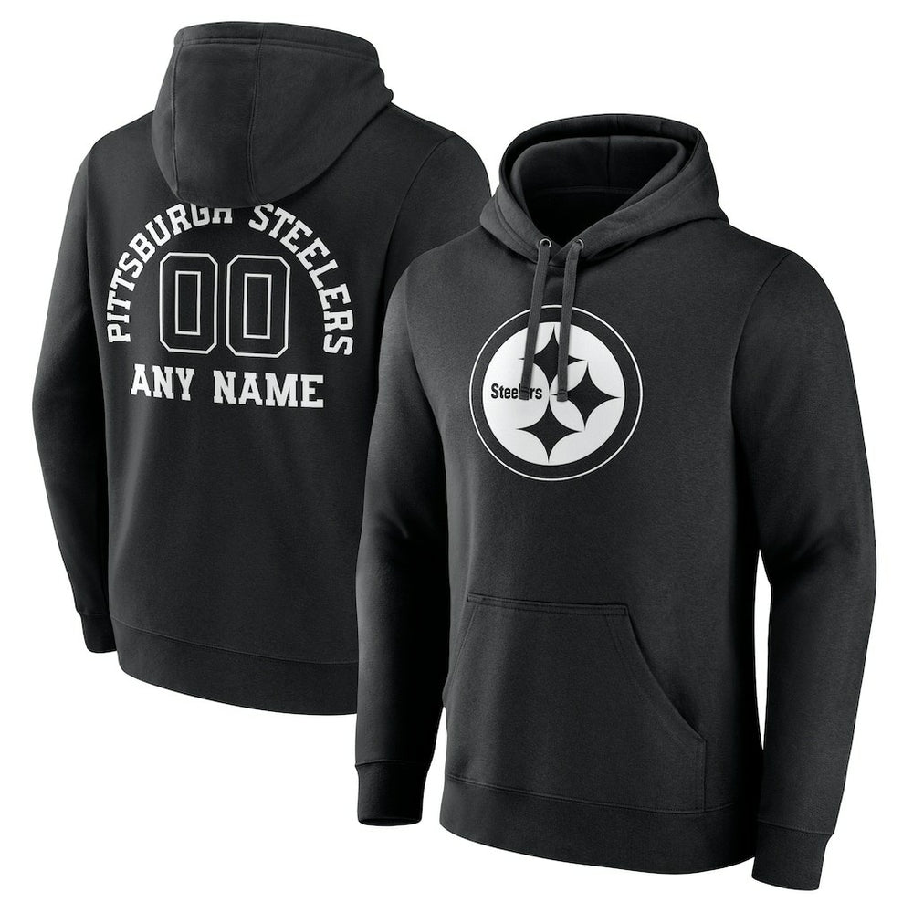 Pittsburgh Steelers Personalized Name & Number Pullover Hoodie Black
