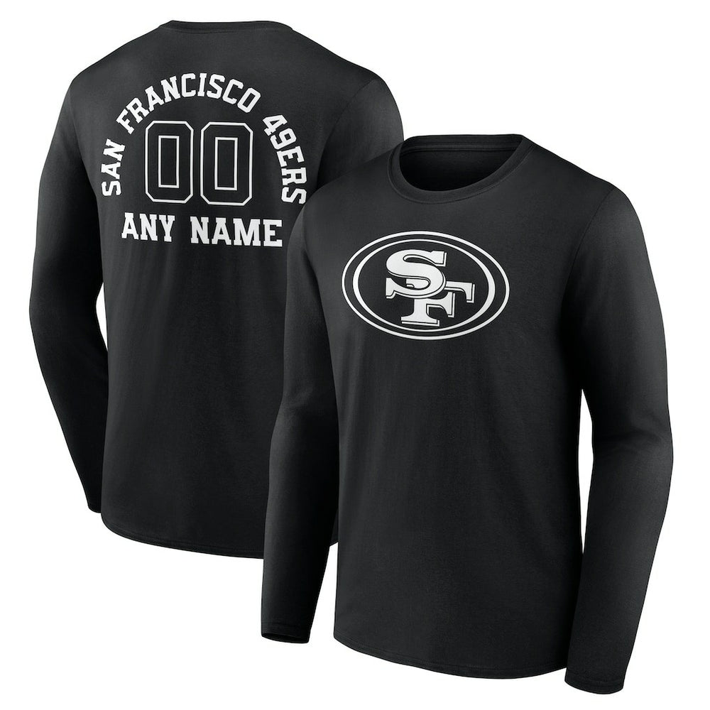 San Francisco 49ers Personalized Name & Number Monochrome Long Sleeve T-Shirt Black