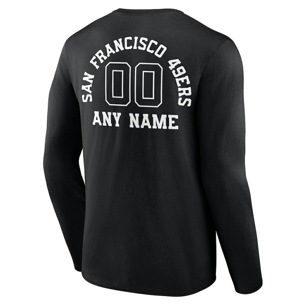 San Francisco 49ers Personalized Name & Number Monochrome Long Sleeve T-Shirt Black