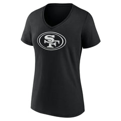 San Francisco 49ers Women's Personalized Name & Number Monochrome V-Neck T-Shirt Black