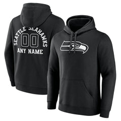 Seattle Seahawks Personalized Name & Number Pullover Hoodie Black