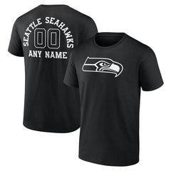 Seattle Seahawks Personalized Name & Number Monochrome T-Shirt Black