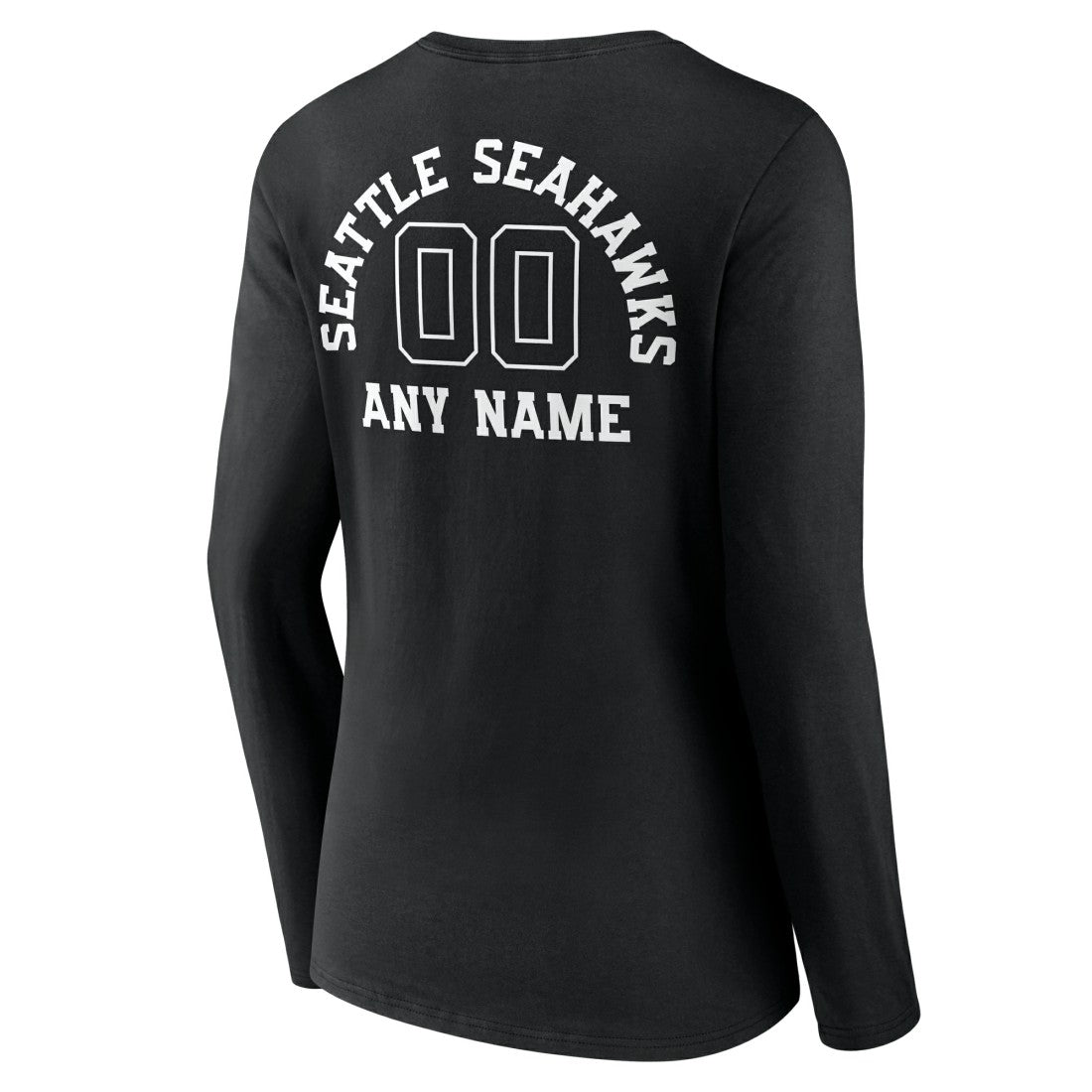 Seattle Seahawks Women's Personalized Name & Number Monochrome Long Sleeve V-Neck T-Shirt Black