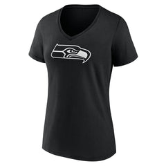 Seattle Seahawks Women's Personalized Name & Number Monochrome V-Neck T-Shirt Black