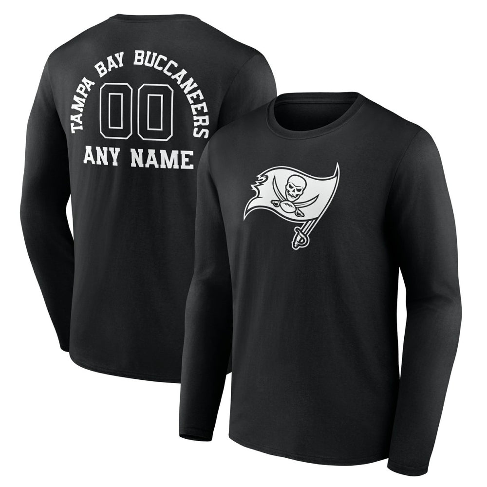 Tampa Bay Buccaneers Personalized Name & Number Monochrome Long Sleeve T-Shirt Black