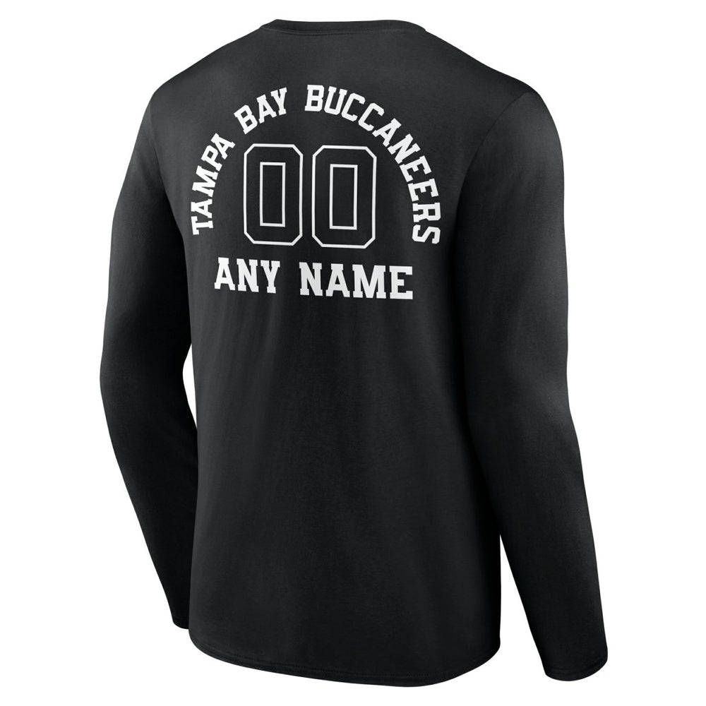 Tampa Bay Buccaneers Personalized Name & Number Monochrome Long Sleeve T-Shirt Black