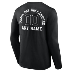 Tampa Bay Buccaneers Personalized Name & Number Monochrome Long Sleeve T-Shirt Black