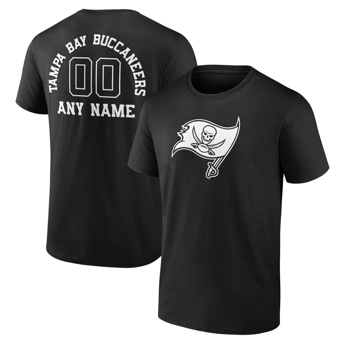 Tampa Bay Buccaneers Personalized Name & Number Monochrome T-Shirt Black