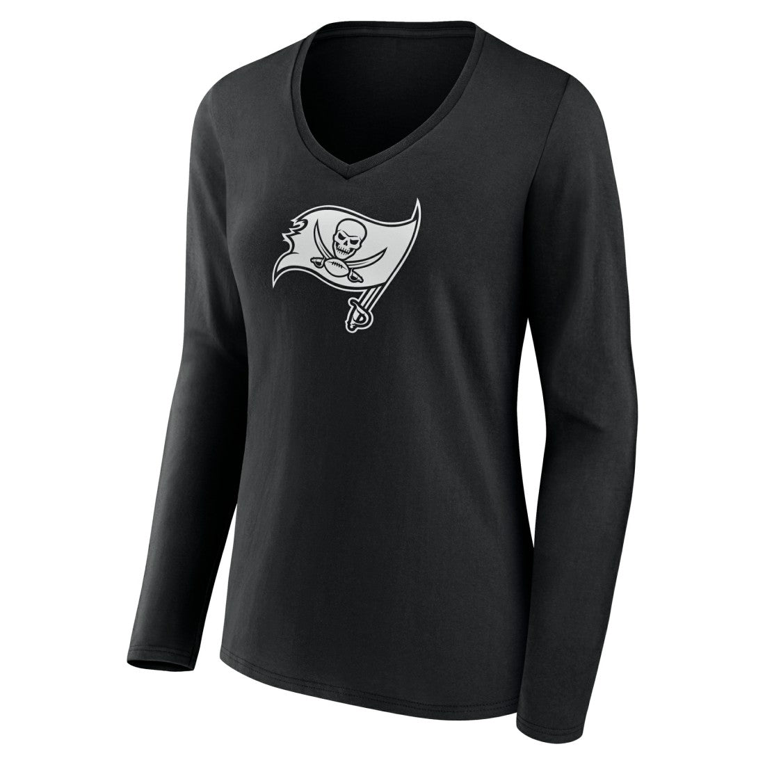 Tampa Bay Buccaneers Women's Personalized Name & Number Monochrome Long Sleeve V-Neck T-Shirt Black