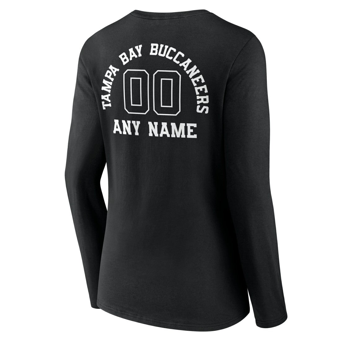 Tampa Bay Buccaneers Women's Personalized Name & Number Monochrome Long Sleeve V-Neck T-Shirt Black