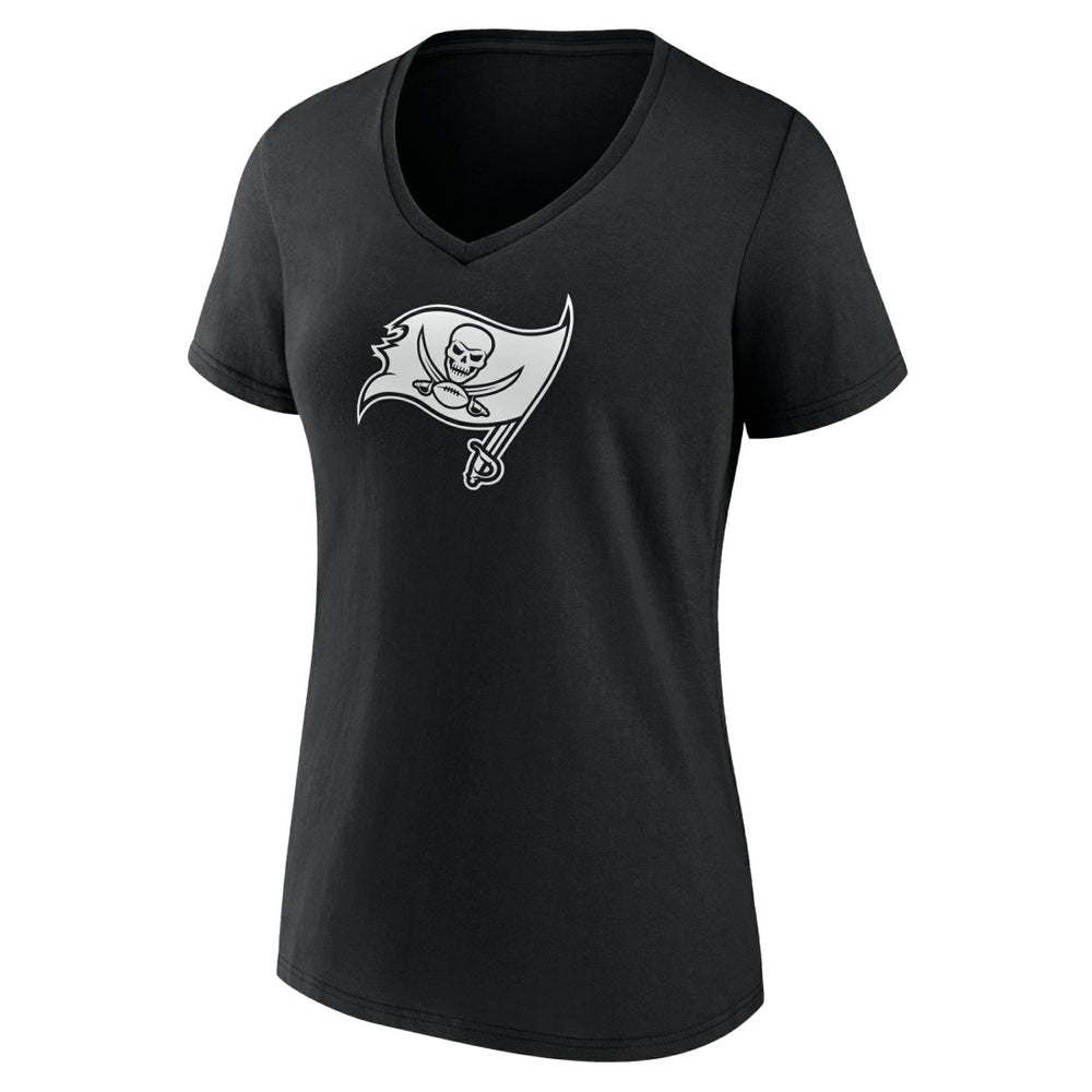 Tampa Bay Buccaneers Women's Personalized Name & Number Monochrome V-Neck T-Shirt Black