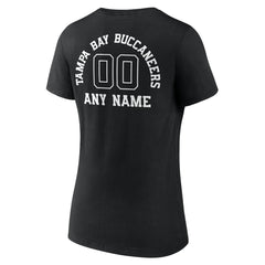 Tampa Bay Buccaneers Women's Personalized Name & Number Monochrome V-Neck T-Shirt Black