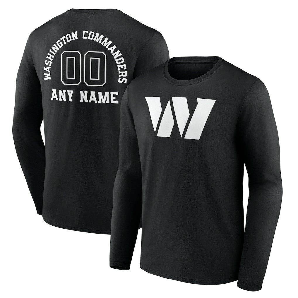 Washington Commanders Personalized Name & Number Monochrome Long Sleeve T-Shirt Black