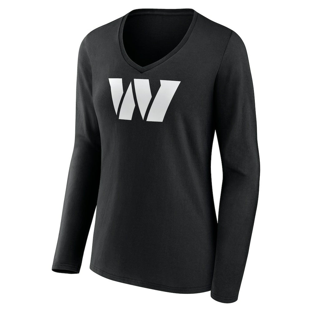 Washington Commanders Women's Personalized Name & Number Monochrome Long Sleeve V-Neck T-Shirt Black