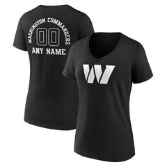 Washington Commanders Women's Personalized Name & Number Monochrome V-Neck T-Shirt Black