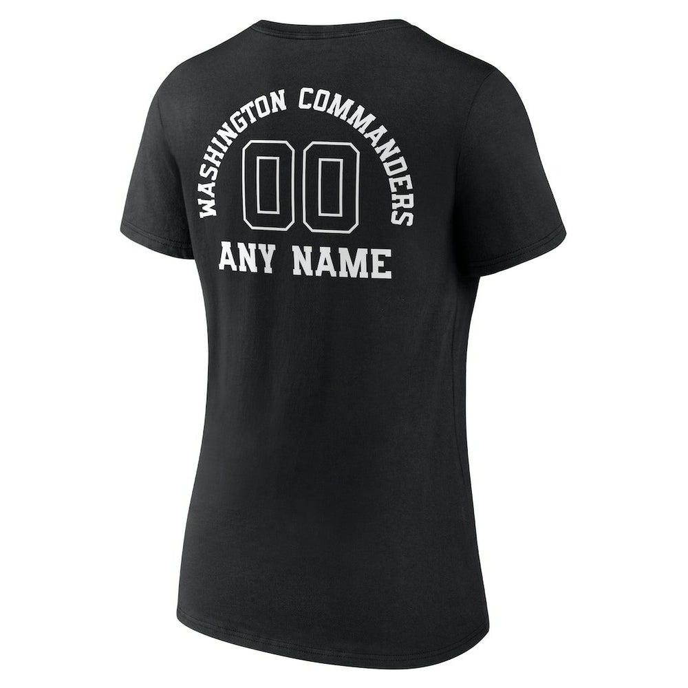 Washington Commanders Women's Personalized Name & Number Monochrome V-Neck T-Shirt Black