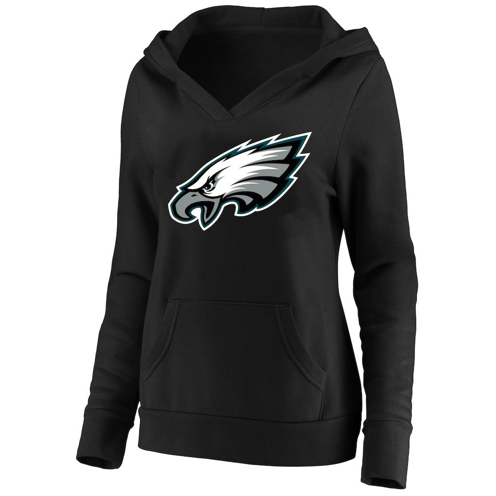 Philadelphia Eagles Women's Plus Size V-Neck Pullover Hoodie Black