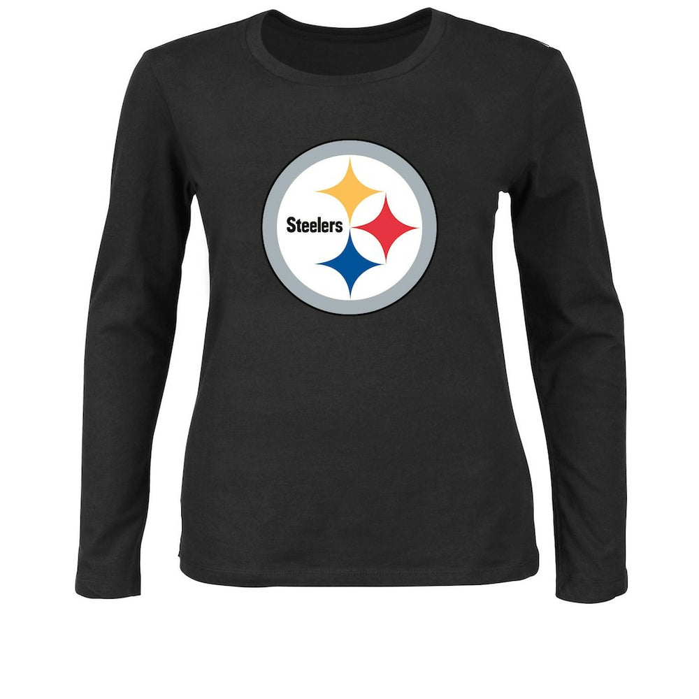 Pittsburgh Steelers Women's Plus Size Long Sleeve T-Shirt Black