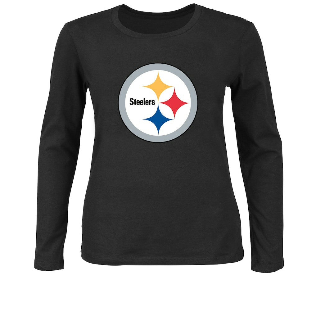 Pittsburgh Steelers Women's Plus Size Long Sleeve T-Shirt Black