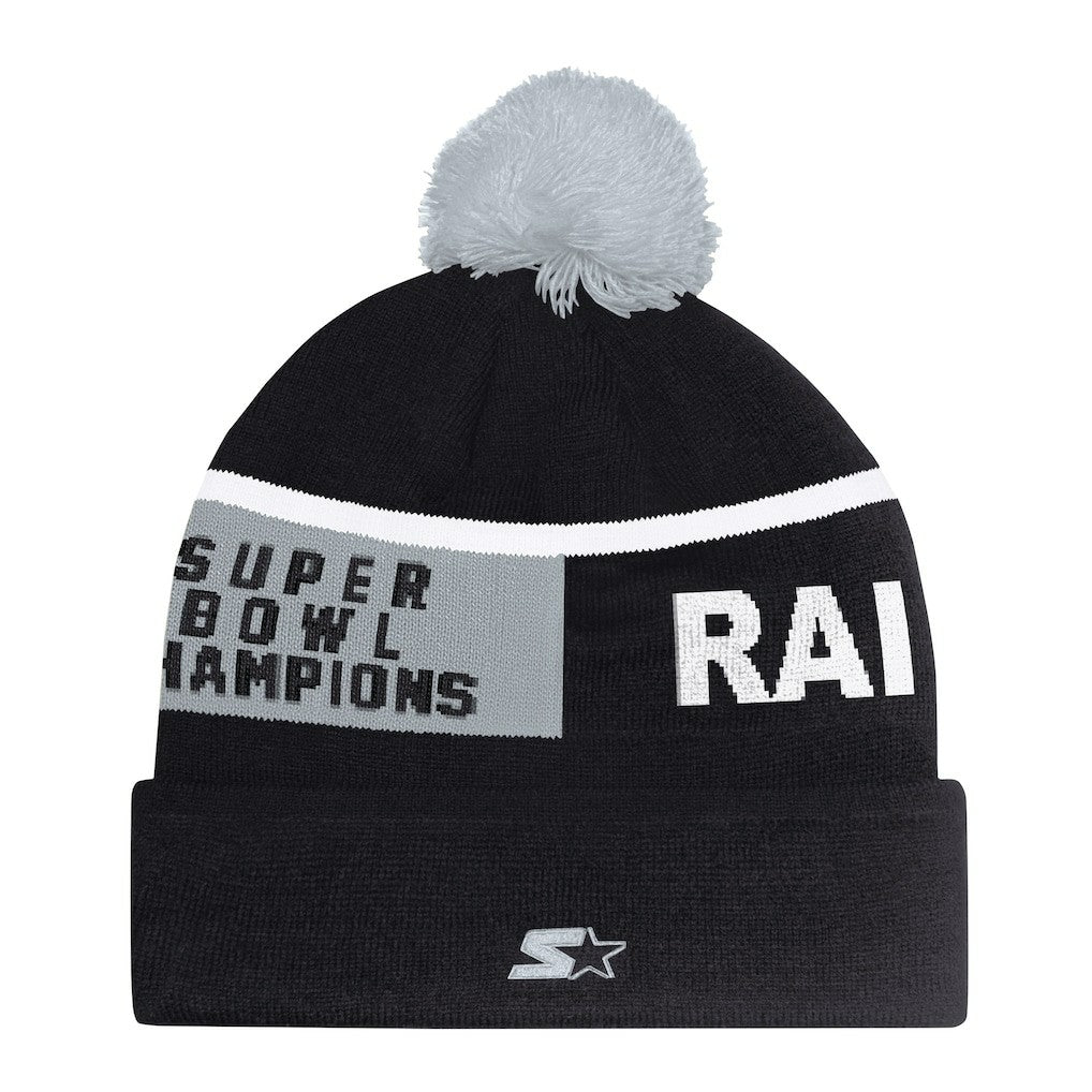 Las Vegas Raiders Starter Unisex Chyron Cuffed Knit Hat with Pom Black