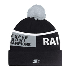 Las Vegas Raiders Starter Unisex Chyron Cuffed Knit Hat with Pom Black