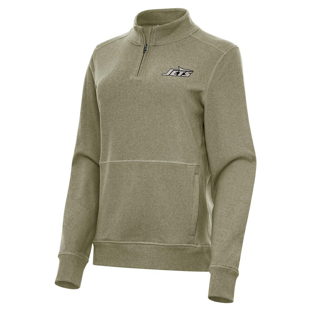 New York Jets Antigua Women's Crush Quarter-Zip Top Olive
