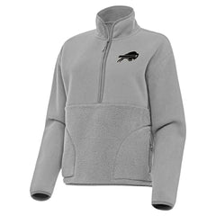 Buffalo Bills Antigua Women's Brushed Carbon Figure Half-Zip Pullover Sweatshirt – Gray