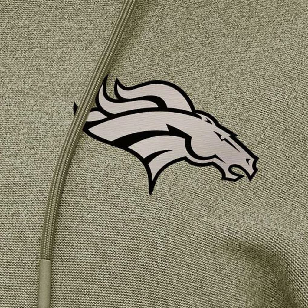 Denver Broncos Antigua Women's Justice Pullover Hoodie Olive