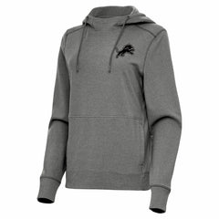 Detroit Lions Antigua Women's Justice Pullover Hoodie Heather Black