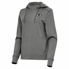 Green Bay Packers Antigua Women's Justice Pullover Hoodie Heather Black