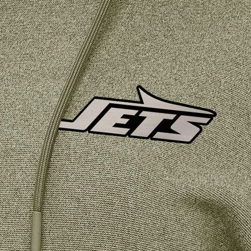 New York Jets Antigua Women's Justice Pullover Hoodie Olive