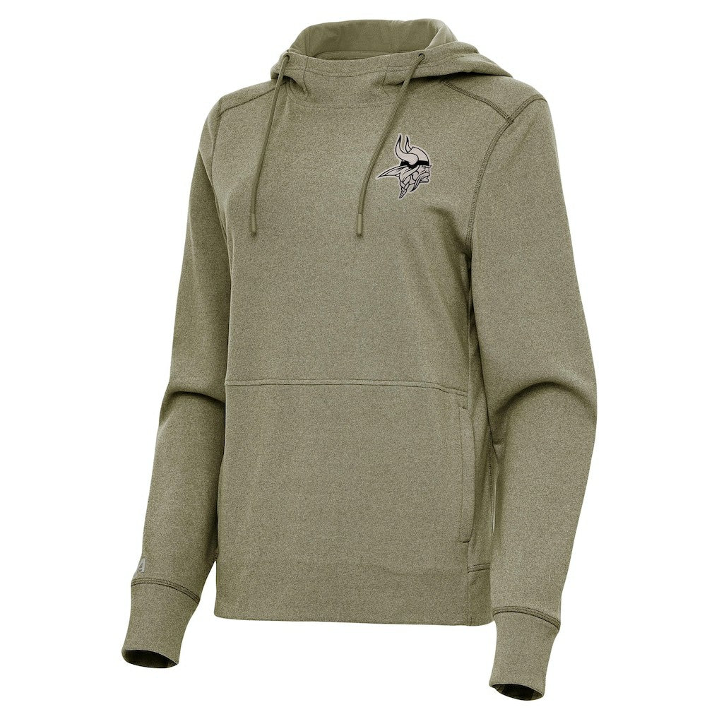 Minnesota Vikings Antigua Women's Justice Pullover Hoodie Olive
