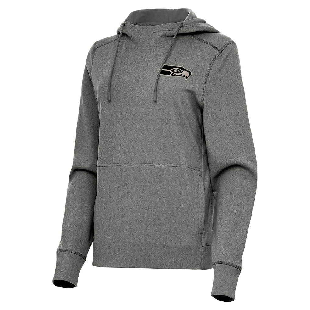 Seattle Seahawks Antigua Women's Justice Pullover Hoodie Heather Black