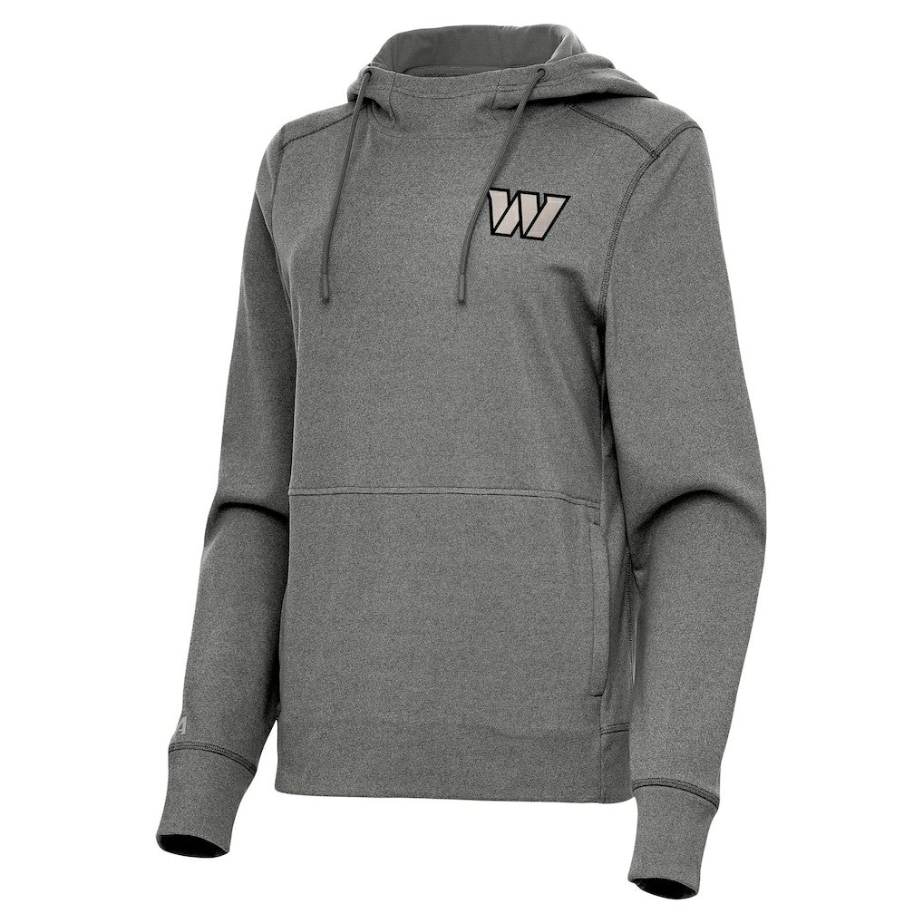 Washington Commanders Antigua Women's Justice Pullover Hoodie Heather Black