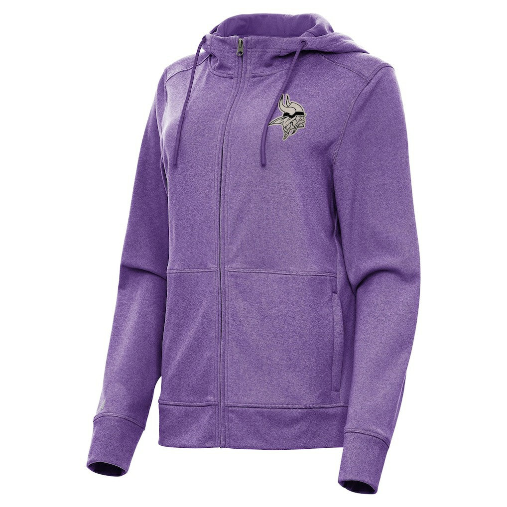 Minnesota Vikings Antigua Women's Seeker Full-Zip Hoodie Jacket Heather Purple