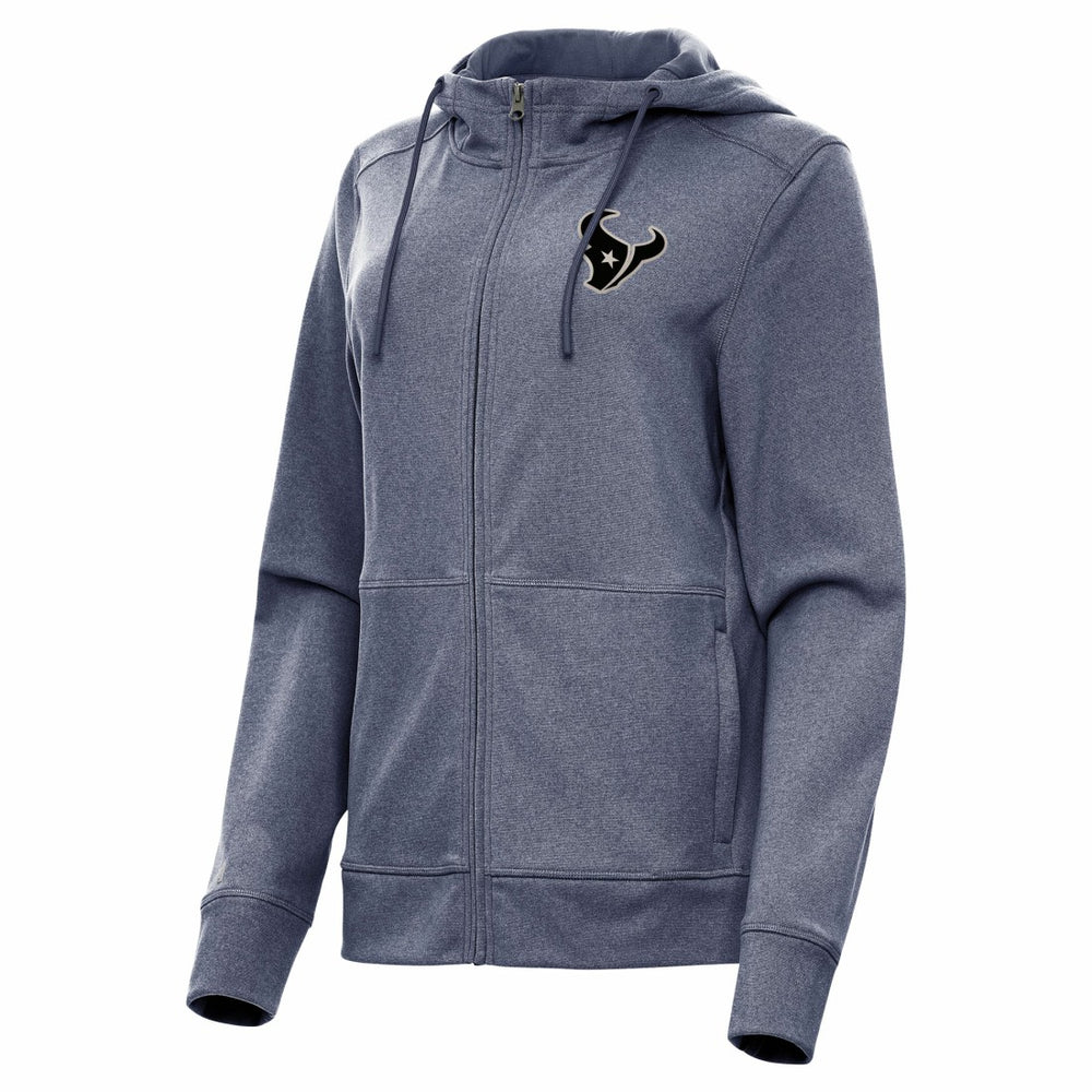 Houston Texans Antigua Women's Seeker Full-Zip Hoodie Jacket Heather Navy