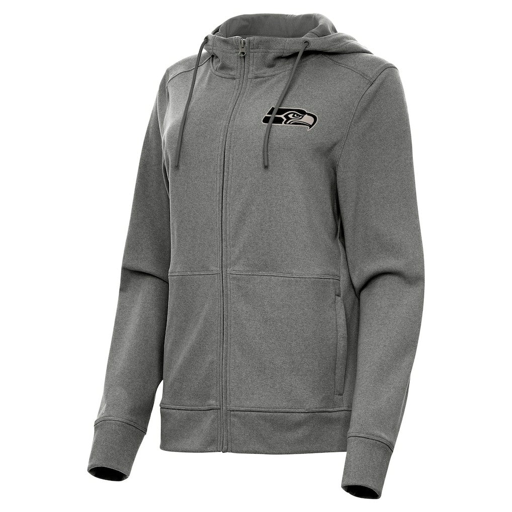 Seattle Seahawks Antigua Women's Seeker Full-Zip Hoodie Jacket Heather Black