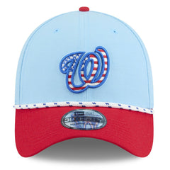 Washington Nationals New Era 2025 Fourth of July 39THIRTY Flex Hat - Light Blue/Red Hats