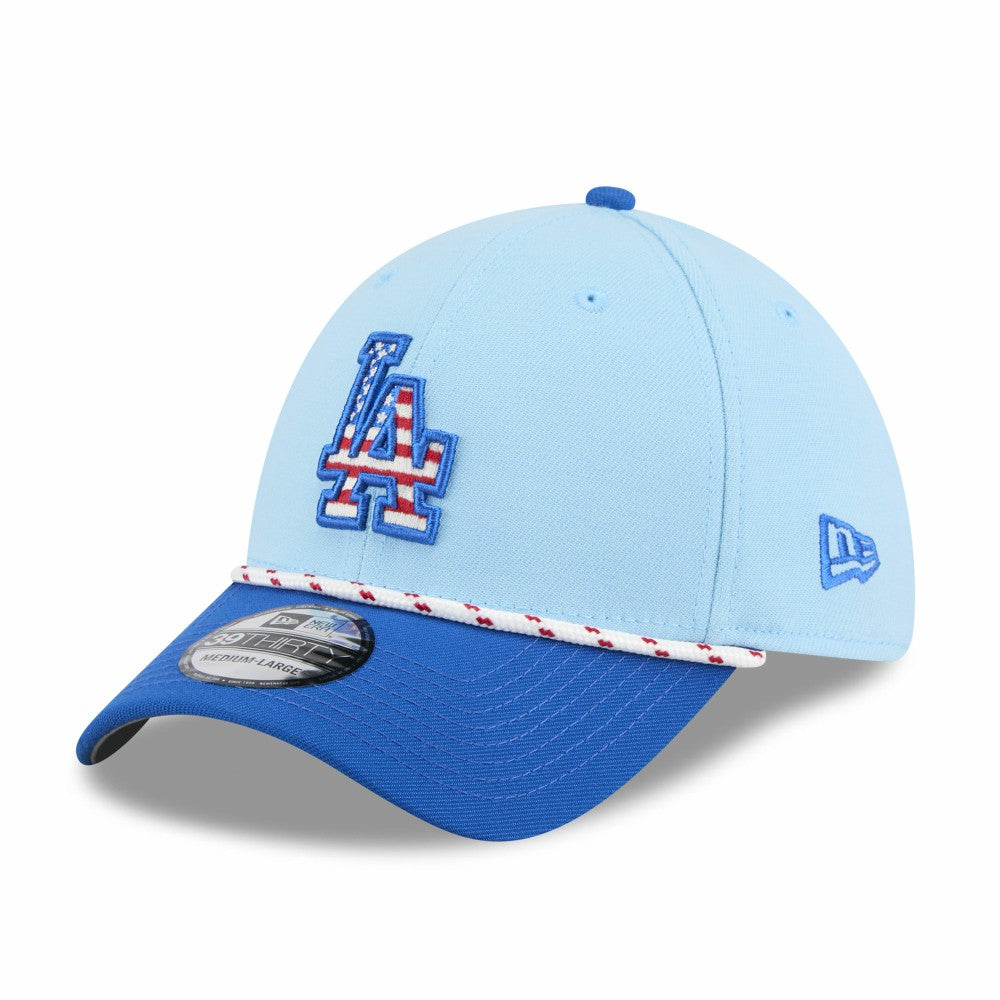 Los Angeles Dodgers New Era 2025 Fourth of July 39THIRTY Flex Hat - Light Blue/Royal Hats