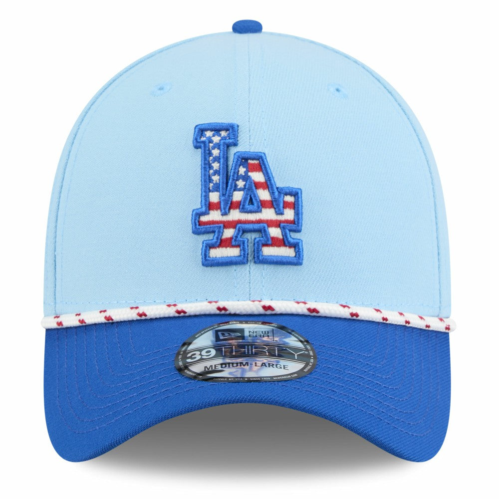 Los Angeles Dodgers New Era 2025 Fourth of July 39THIRTY Flex Hat - Light Blue/Royal Hats