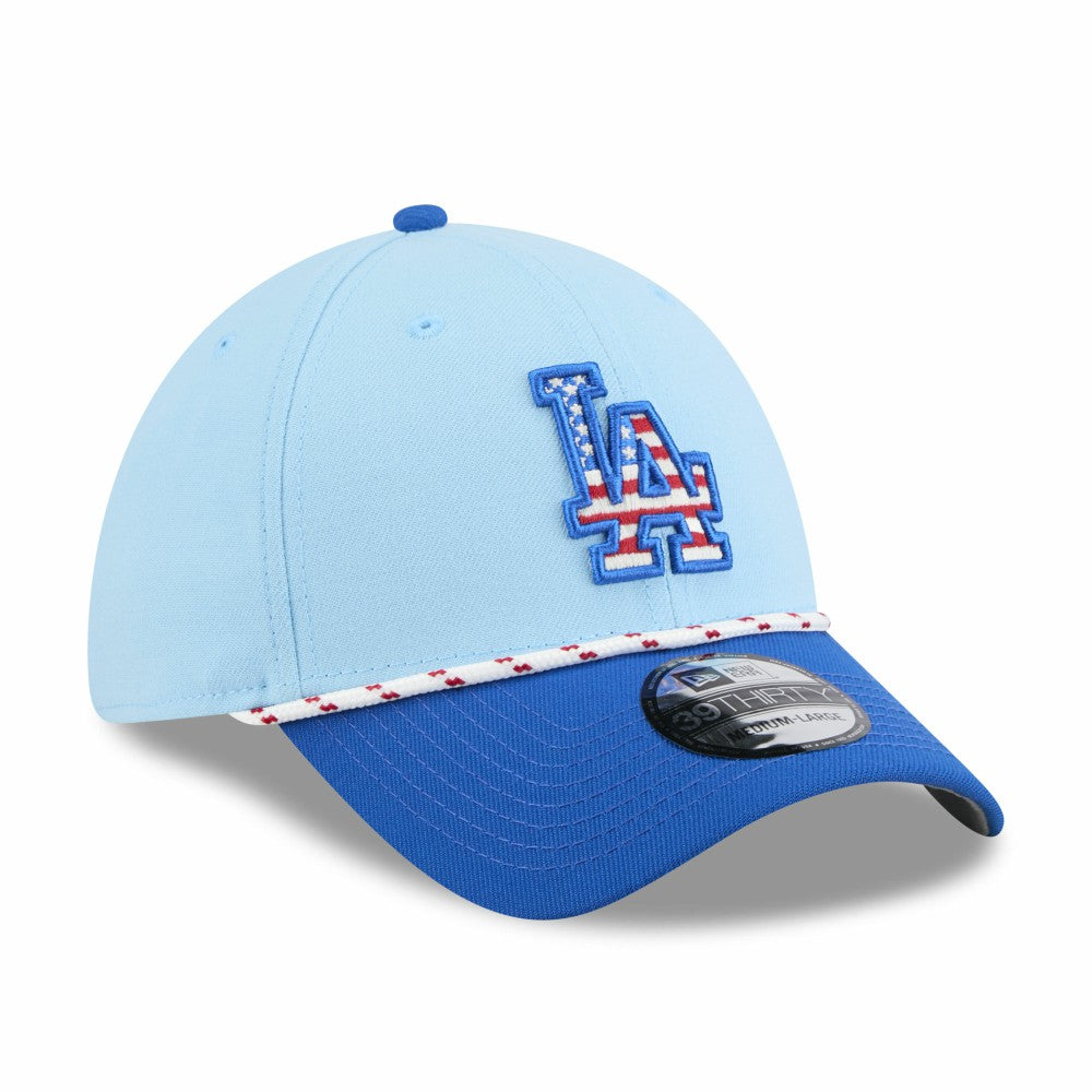 Los Angeles Dodgers New Era 2025 Fourth of July 39THIRTY Flex Hat - Light Blue/Royal Hats