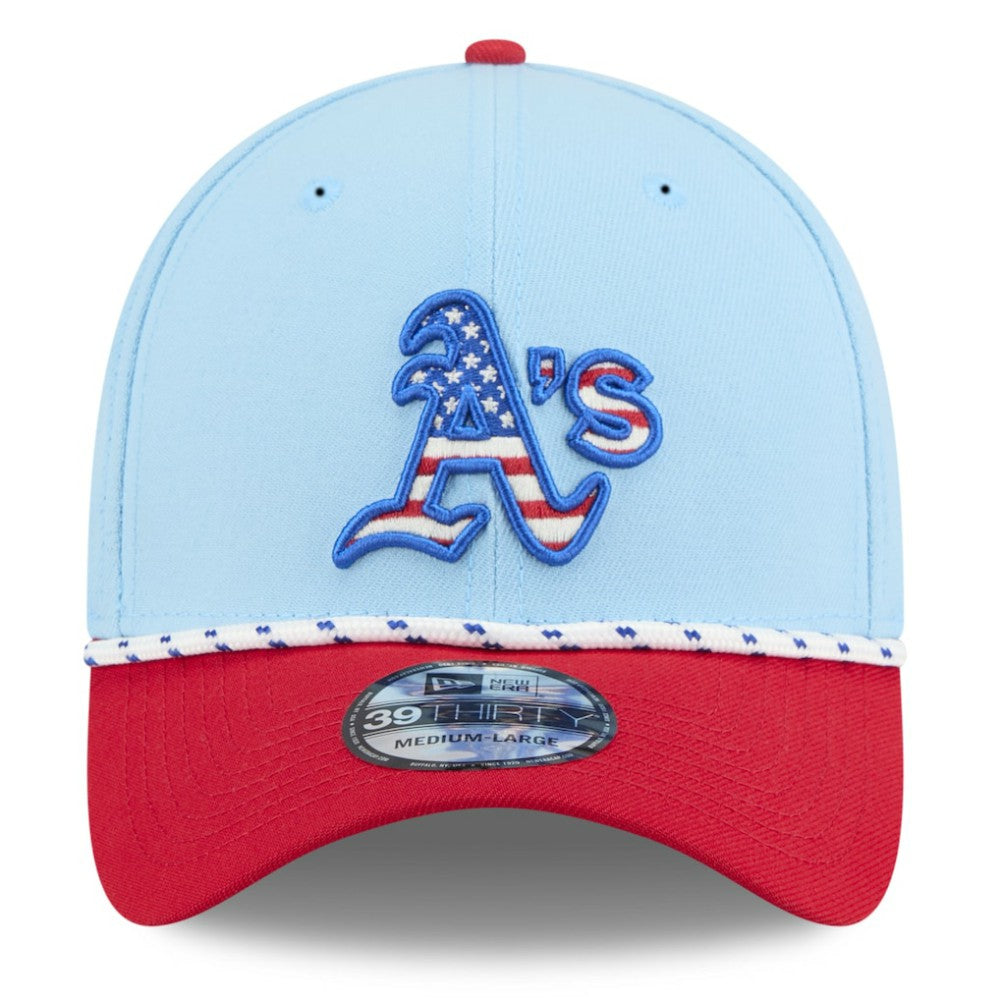 Athletics New Era 2025 Fourth of July 39THIRTY Flex Hat - Light Blue/Red Hats