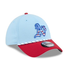 Athletics New Era 2025 Fourth of July 39THIRTY Flex Hat - Light Blue/Red Hats