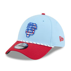 San Francisco Giants New Era 2025 Fourth of July 39THIRTY Flex Hat - Light Blue/Red Hats