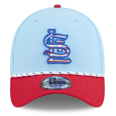 St. Louis Cardinals New Era 2025 Fourth of July 39THIRTY Flex Hat - Light Blue/Red Hats