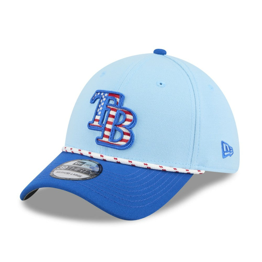 Tampa Bay Rays New Era 2025 Fourth of July 39THIRTY Flex Hat - Light Blue/Blue Hats