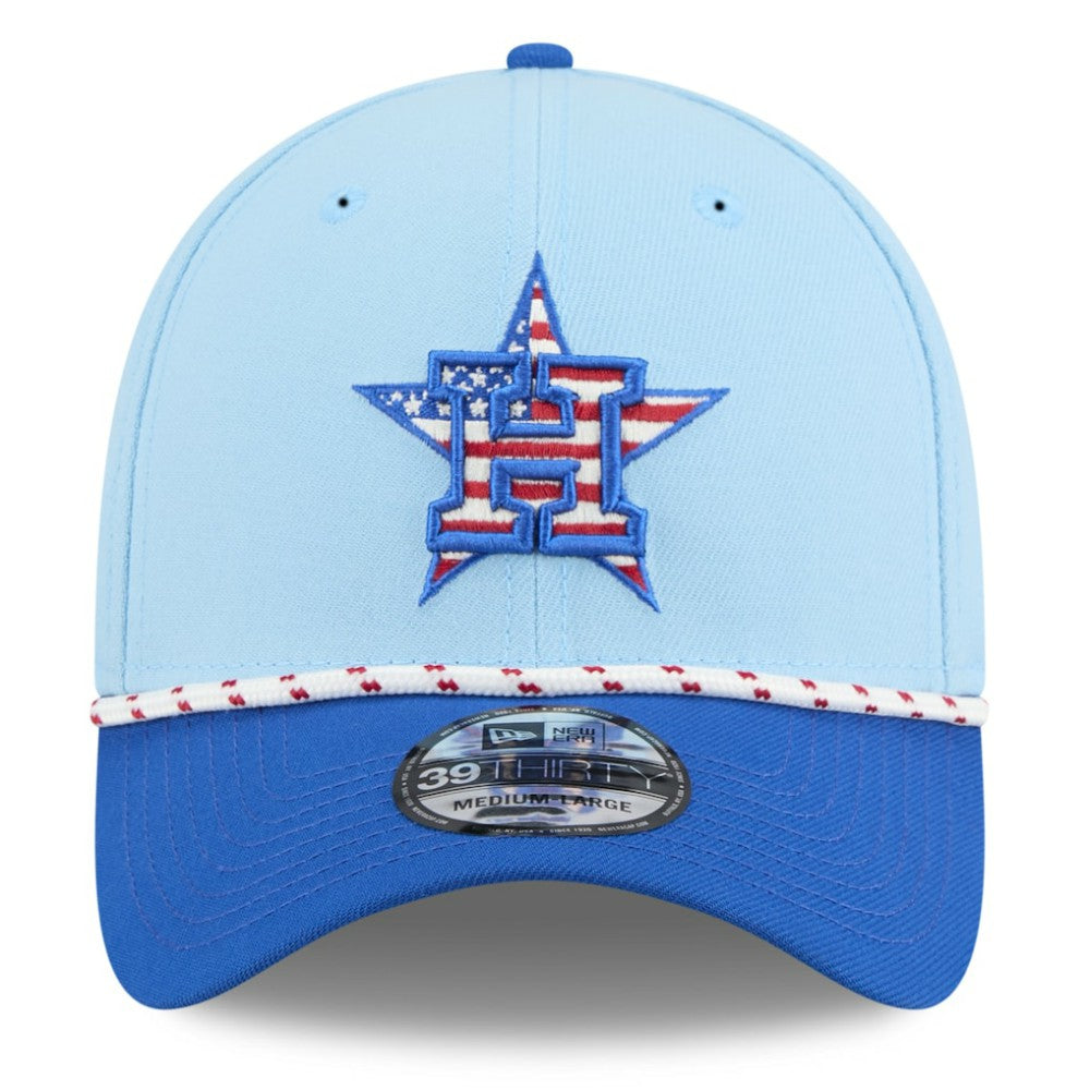Houston Astros New Era 2025 Fourth of July 39THIRTY Flex Hat - Light Blue/Blue Hats