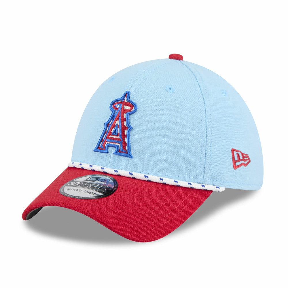 Los Angeles Angels New Era 2025 Fourth of July 39THIRTY Flex Hat - Light Blue/Red Hats