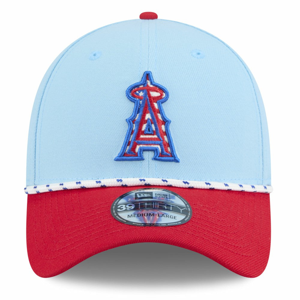 Los Angeles Angels New Era 2025 Fourth of July 39THIRTY Flex Hat - Light Blue/Red Hats