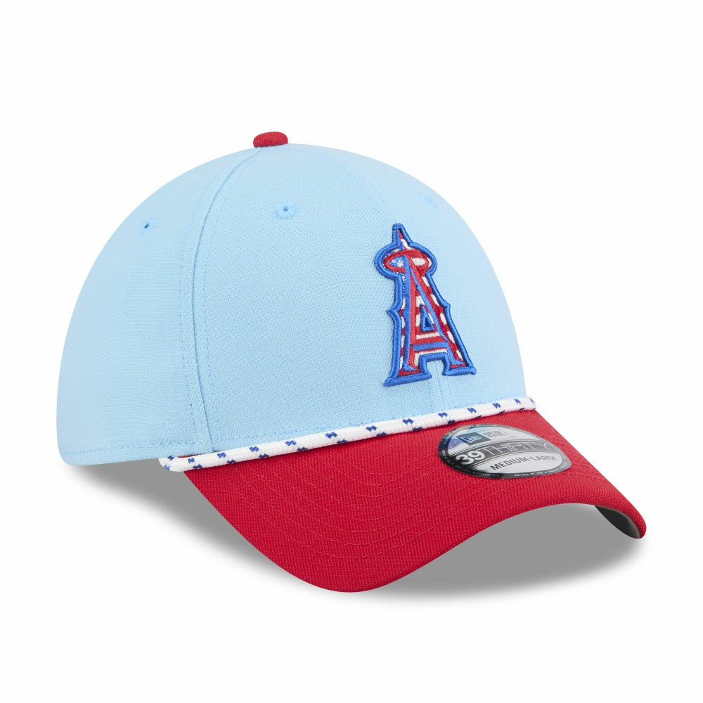 Los Angeles Angels New Era 2025 Fourth of July 39THIRTY Flex Hat - Light Blue/Red Hats